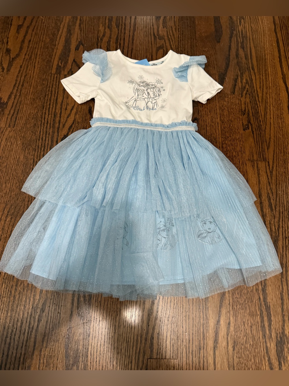 Disney Frozen Light Blue Sparkle Tulle Dress with White Bodice